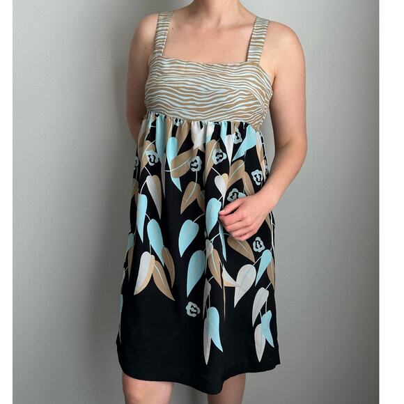 Vintage BCBGMAXAZRIA Y2K Blue Floral & Zebra Print Dress Women's Large - Picture 3 of 9